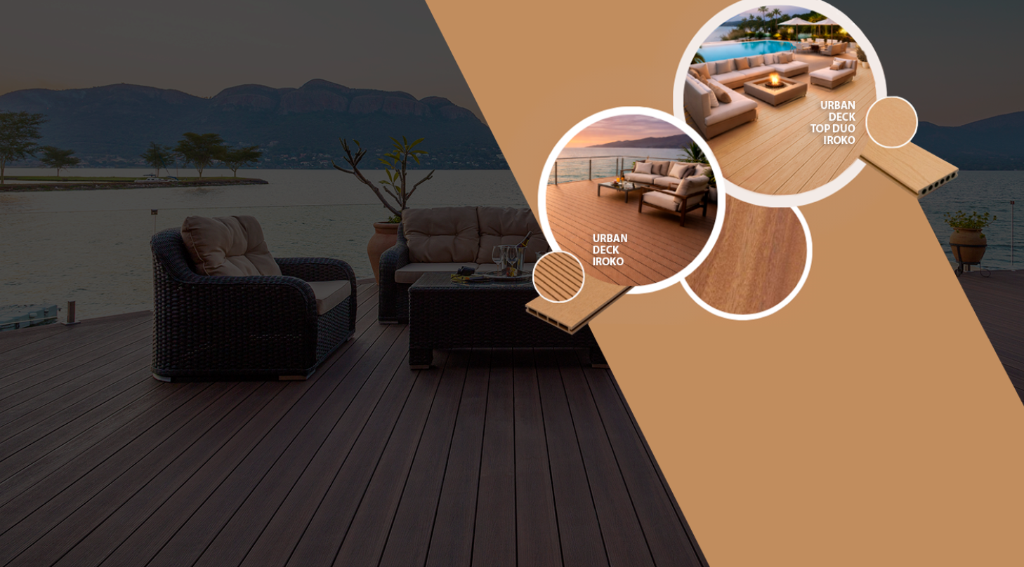 Nuevo color Iroko tarimas exterior URBAN DECK